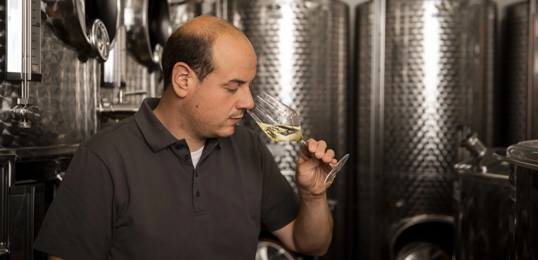 Christoph Donabaum verkostet einen Weißwein